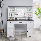 Home Imports Emporium Vanity Desk with Adjustable Sliding Mirror and Lights in White