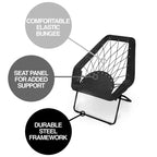 Chaise Bungee hexagonale noire Zenithen pour dortoir, chambre à coucher, salon, 32 (Paquet de 1)