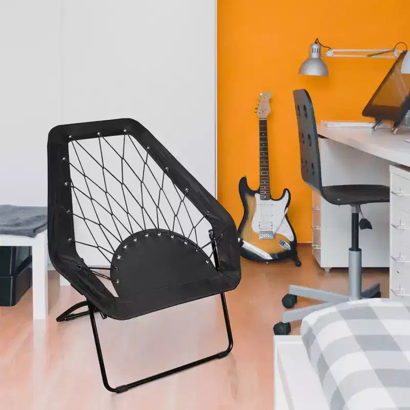 Chaise Bungee hexagonale noire Zenithen pour dortoir, chambre à coucher, salon, 32 (Paquet de 1)