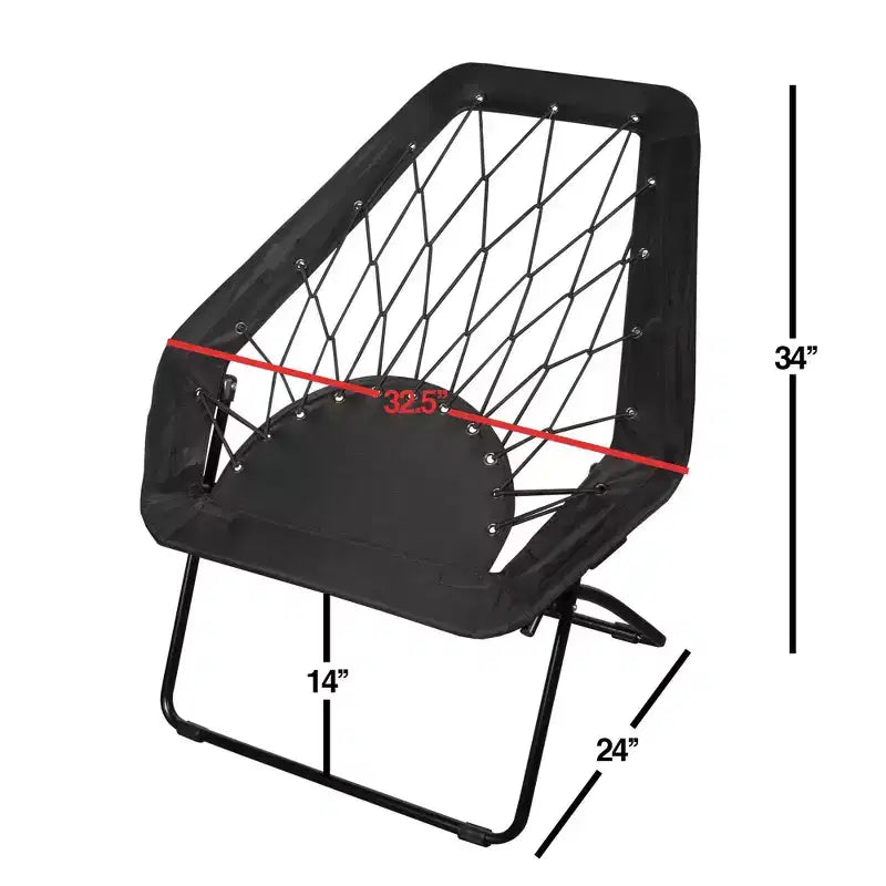 Chaise Bungee hexagonale noire Zenithen pour dortoir, chambre à coucher, salon, 32 (Paquet de 1)