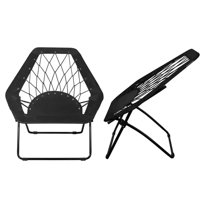 Chaise Bungee hexagonale noire Zenithen pour dortoir, chambre à coucher, salon, 32 (Paquet de 1)