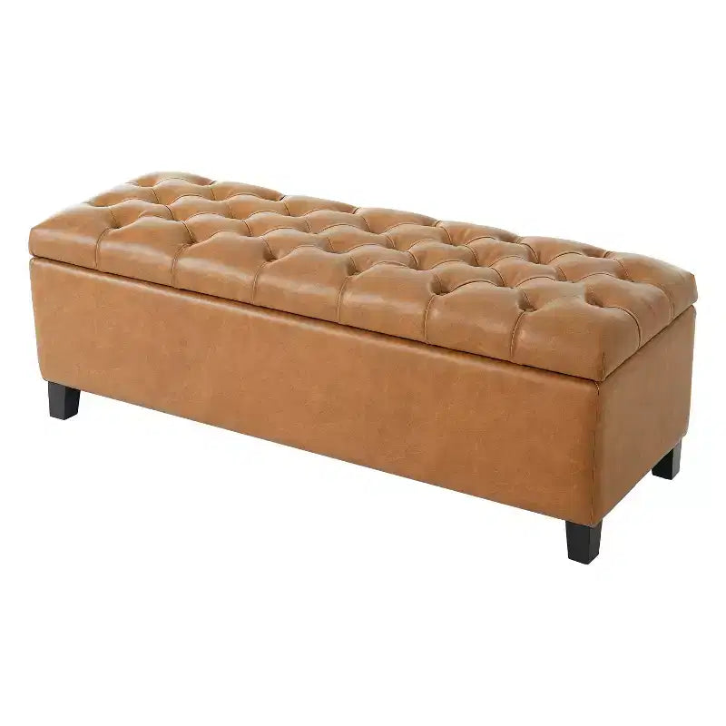 Christopher Knight Home Dana Ottoman de rangement contemporain en bois de bouleau touffeté avec boutons