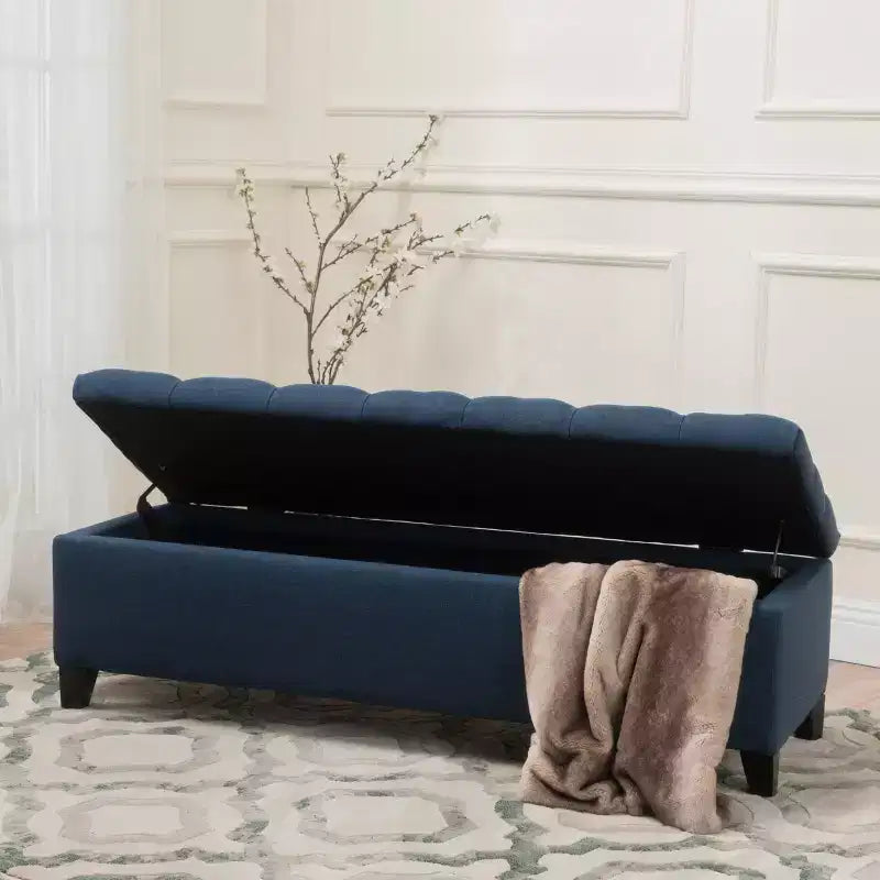 Christopher Knight Home Dana Ottoman de rangement contemporain en bois de bouleau touffeté avec boutons