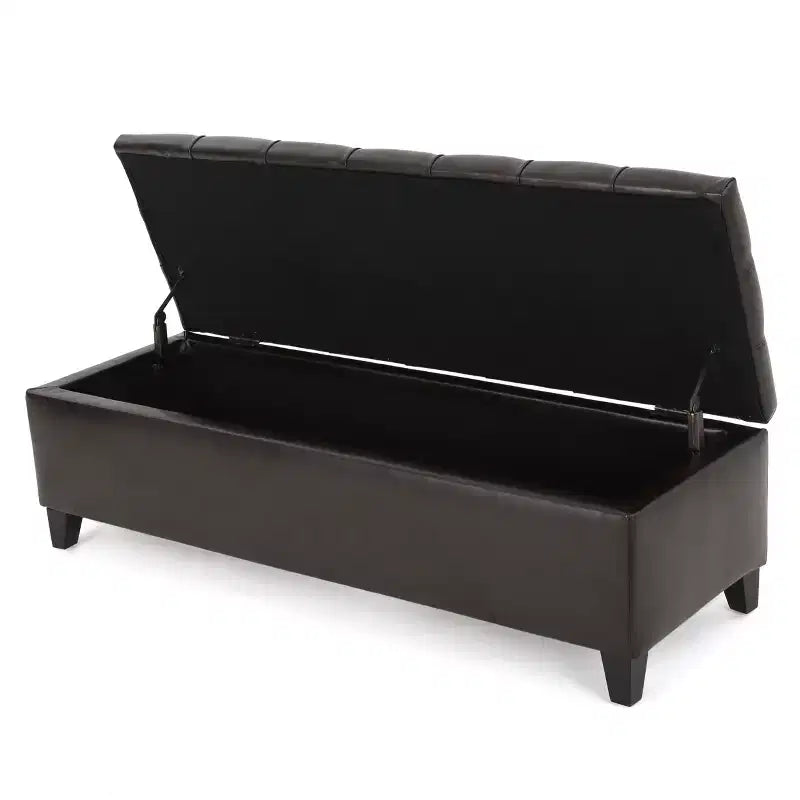 Christopher Knight Home Dana Ottoman de rangement contemporain en bois de bouleau touffeté avec boutons
