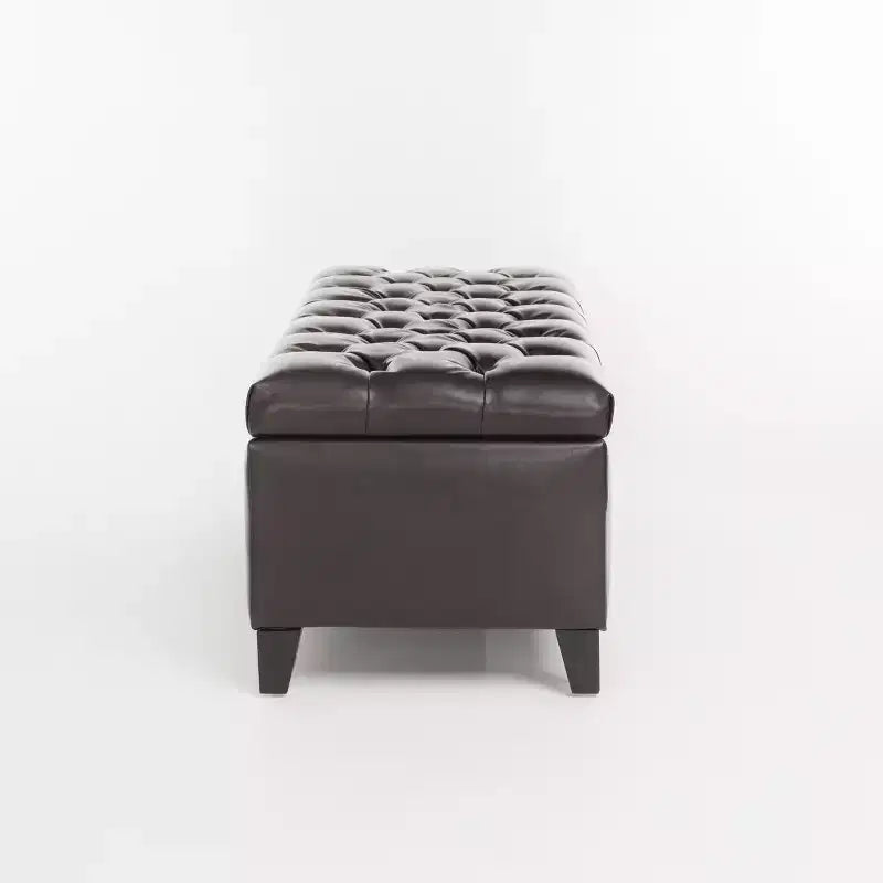 Christopher Knight Home Dana Ottoman de rangement contemporain en bois de bouleau touffeté avec boutons