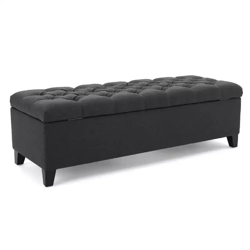 Christopher Knight Home Dana Ottoman de rangement contemporain en bois de bouleau touffeté avec boutons