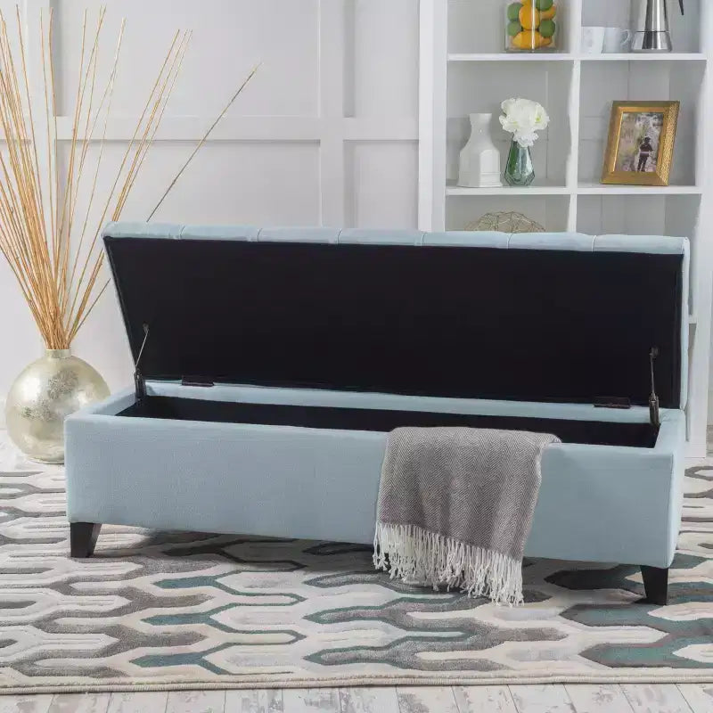 Christopher Knight Home Dana Ottoman de rangement contemporain en bois de bouleau touffeté avec boutons