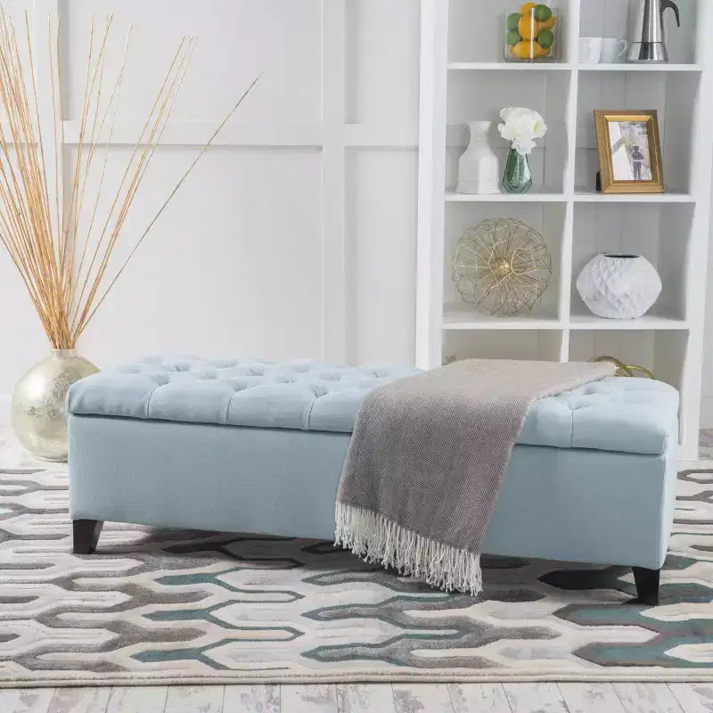 Christopher Knight Home Dana Ottoman de rangement contemporain en bois de bouleau touffeté avec boutons