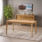 GDFStudio Laveer Table de salle à manger moderne mi-siècle en bois d'hévéa, 59 po L