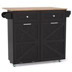 Desserte de cuisine roulante Costway, avec plateau abattant et armoire à poubelle, noir/blanc