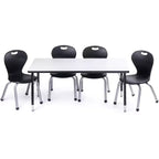 Ensemble table et chaises d'activités Bintiva - Table 24x48 à bord pulvérisé noir avec pieds réglables et 4 chaises de classe ZUUL noires de 14 pouces