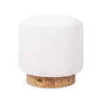 Jennifer Taylor Home Tilly 16.5 Round Fur Upholstered & Burl Pouf Ottoman, Cottontail White Faux Fur