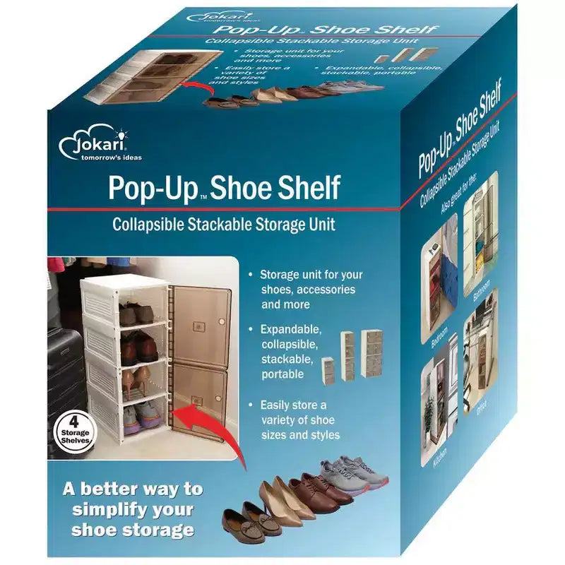 Étagère à chaussures escamotable Jokari – Meuble de rangement pliable et empilable