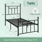 Cadre de lit en métal Costway double/complet/grand format avec tête de lit Rangement sous le lit Sommier tapissier