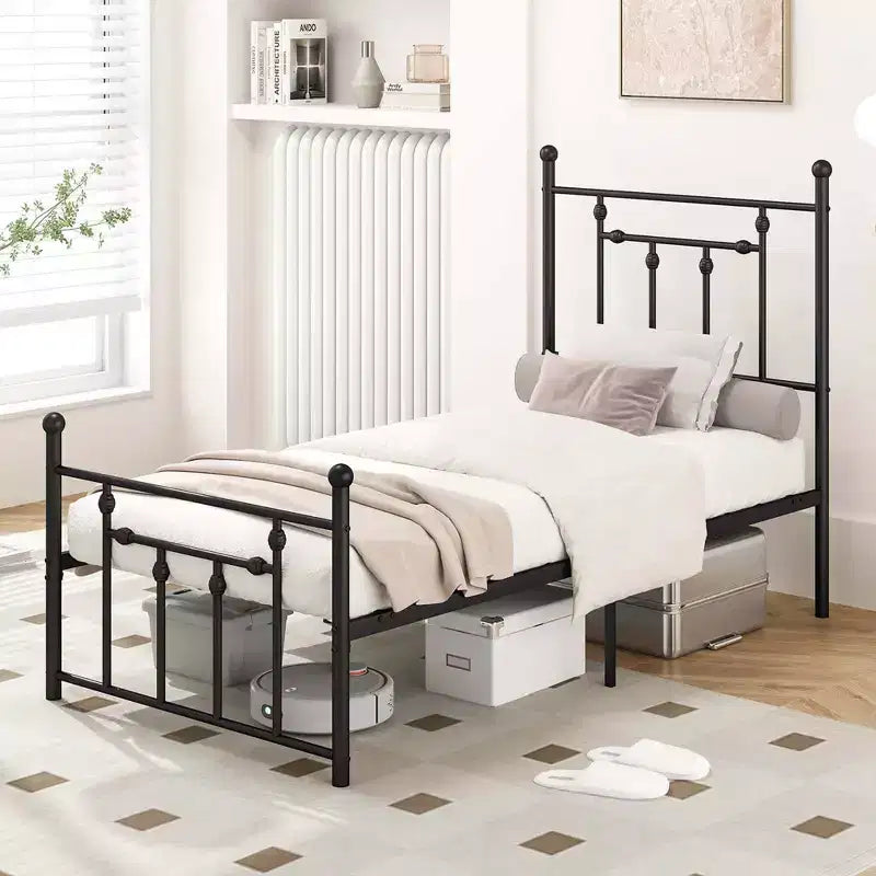 Cadre de lit en métal Costway double/complet/grand format avec tête de lit Rangement sous le lit Sommier tapissier