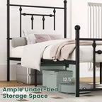 Cadre de lit en métal Costway double/complet/grand format avec tête de lit Rangement sous le lit Sommier tapissier
