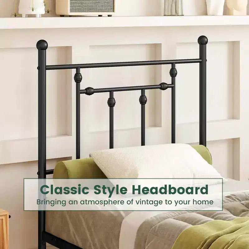 Cadre de lit en métal Costway double/complet/grand format avec tête de lit Rangement sous le lit Sommier tapissier
