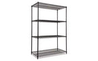 Alera NSF Certified Industrial Four-Shelf Wire Shelving Kit, 48w x 24d x 72h, Black