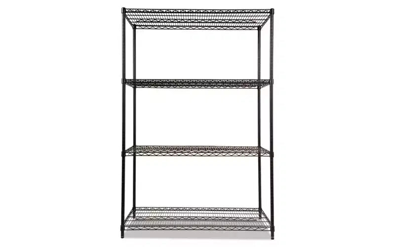 Kit d'étagères métalliques industrielles à quatre niveaux Alera certifié NSF, 48 larg. x 24 prof. x 72 haut, Noir
