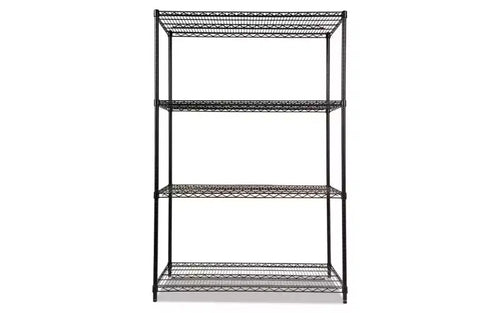 Kit d'étagères métalliques industrielles à quatre niveaux Alera certifié NSF, 48 larg. x 24 prof. x 72 haut, Noir
