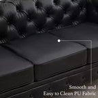 HYLEORY 84 Canapés Chesterfield en cuir pour salon, canapé 3 places à accoudoirs roulés, grand canapé avec boutons profonds et clous pour bureau et appartement
