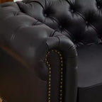 HYLEORY 84 Canapés Chesterfield en cuir pour salon, canapé 3 places à accoudoirs roulés, grand canapé avec boutons profonds et clous pour bureau et appartement