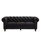 HYLEORY 84 Canapés Chesterfield en cuir pour salon, canapé 3 places à accoudoirs roulés, grand canapé avec boutons profonds et clous pour bureau et appartement