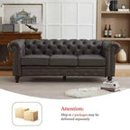 HYLEORY 84 Canapés Chesterfield en cuir pour salon, canapé 3 places à accoudoirs roulés, grand canapé avec boutons profonds et clous pour bureau et appartement