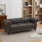 HYLEORY 84 Canapés Chesterfield en cuir pour salon, canapé 3 places à accoudoirs roulés, grand canapé avec boutons profonds et clous pour bureau et appartement