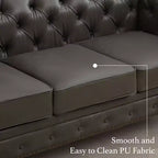 HYLEORY 84 Canapés Chesterfield en cuir pour salon, canapé 3 places à accoudoirs roulés, grand canapé avec boutons profonds et clous pour bureau et appartement