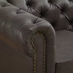 HYLEORY 84 Canapés Chesterfield en cuir pour salon, canapé 3 places à accoudoirs roulés, grand canapé avec boutons profonds et clous pour bureau et appartement