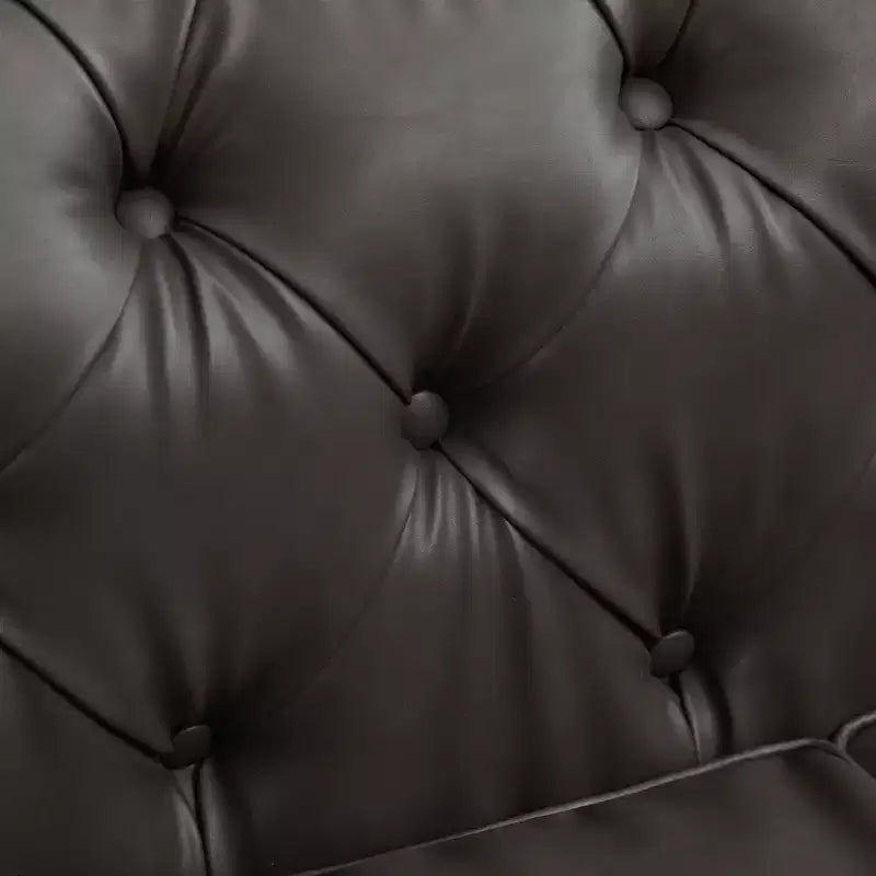 HYLEORY 84 Canapés Chesterfield en cuir pour salon, canapé 3 places à accoudoirs roulés, grand canapé avec boutons profonds et clous pour bureau et appartement