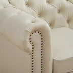 HYLEORY 84 Canapés Chesterfield en cuir pour salon, canapé 3 places à accoudoirs roulés, grand canapé avec boutons profonds et clous pour bureau et appartement