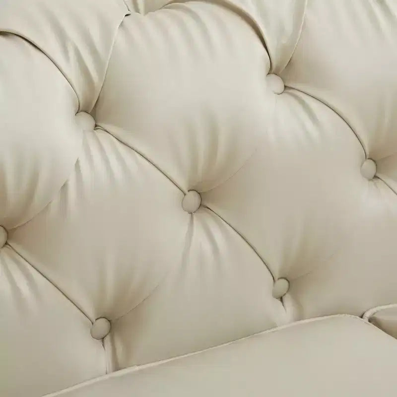 HYLEORY 84 Canapés Chesterfield en cuir pour salon, canapé 3 places à accoudoirs roulés, grand canapé avec boutons profonds et clous pour bureau et appartement