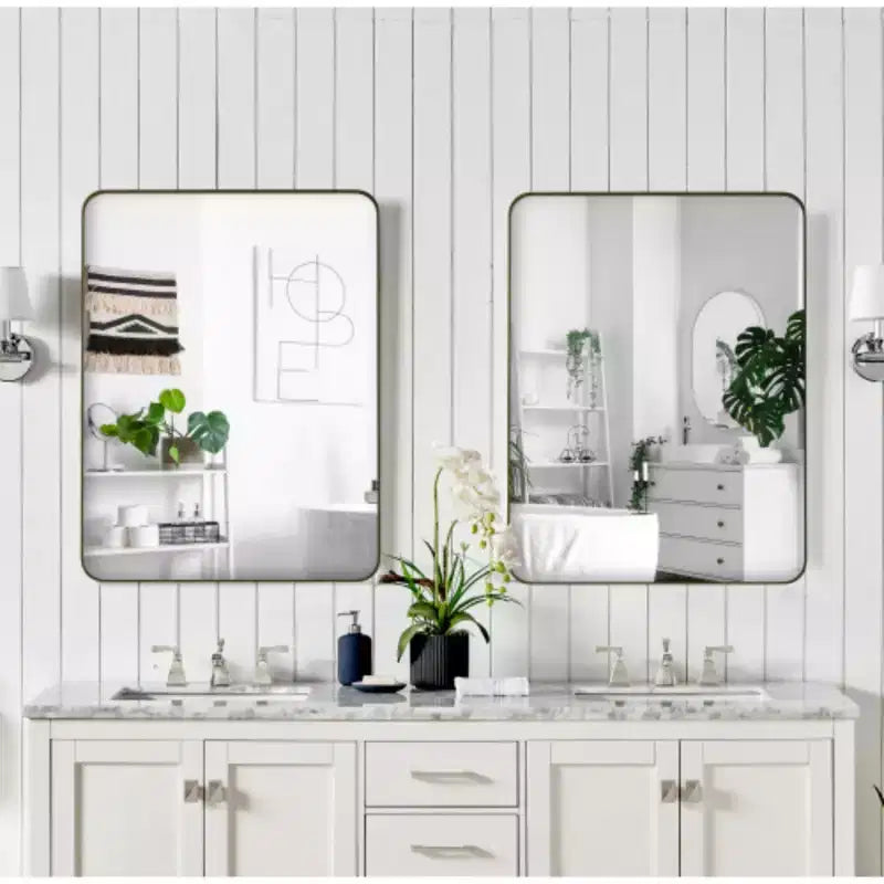 Miroir mural rectangulaire noir 24x36 : Cadre métallique, Coiffeuse, Habillage - Idéal pour la salle de bain, le salon, la chambre