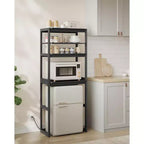 Kitchen Bakers Rack with Power Outlet, 4-Tier Coffee Bar Table with Adjustable Shelf, Mini Fridge Shelf, 15.7 x 23.6 x 66.9 Inches
