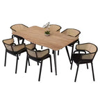 LeisureMod Ravenna 7-pc Dining Set, 63 Rectangular Table and 6 Ervilla Chairs