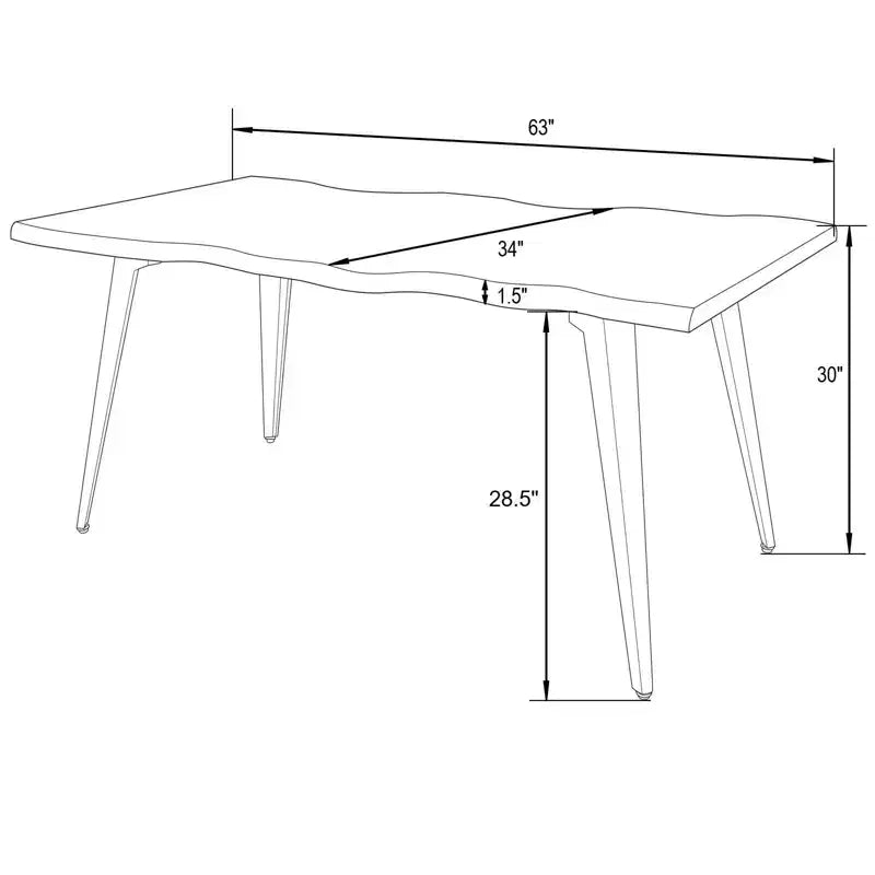 Ensemble de salle à manger LeisureMod Ravenna 7 pièces, table rectangulaire de 63 pouces et 6 chaises Ervilla