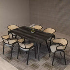 Ensemble de salle à manger LeisureMod Ravenna 7 pièces, table rectangulaire de 63 pouces et 6 chaises Ervilla