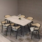 Ensemble de salle à manger LeisureMod Ravenna 7 pièces, table rectangulaire de 63 pouces et 6 chaises Ervilla