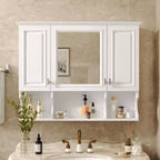 Armoire à pharmacie murale 35'' x 28'', Armoire murale de salle de bain moderne avec miroir, Armoire à miroir avec étagères ouvertes