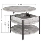 Table basse relevable Hausource avec compartiment caché et étagères de rangement