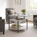 Table basse relevable Hausource avec compartiment caché et étagères de rangement