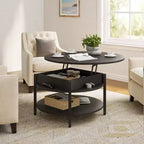Table basse relevable Hausource avec compartiment caché et étagères de rangement