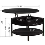 Table basse relevable Hausource avec compartiment caché et étagères de rangement