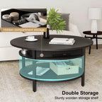 Table basse relevable Hausource avec compartiment caché et étagères de rangement