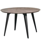Table à manger ronde LeisureMod Ravenna de 47 pouces en bois, table de cuisine 4 personnes, pieds fuselés modernes en métal noir, parfaite pour les coins bistrot et les restaurants
