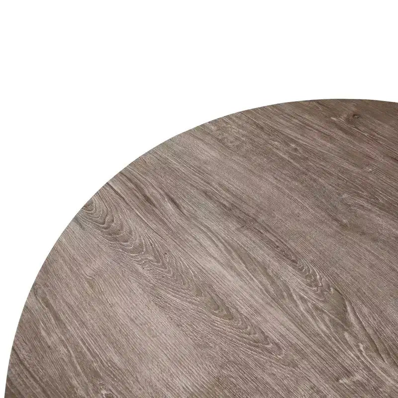 Table à manger ronde LeisureMod Ravenna de 47 pouces en bois, table de cuisine 4 personnes, pieds fuselés modernes en métal noir, parfaite pour les coins bistrot et les restaurants