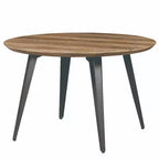 Table à manger ronde LeisureMod Ravenna de 47 pouces en bois, table de cuisine 4 personnes, pieds fuselés modernes en métal noir, parfaite pour les coins bistrot et les restaurants