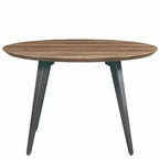 Table à manger ronde LeisureMod Ravenna de 47 pouces en bois, table de cuisine 4 personnes, pieds fuselés modernes en métal noir, parfaite pour les coins bistrot et les restaurants